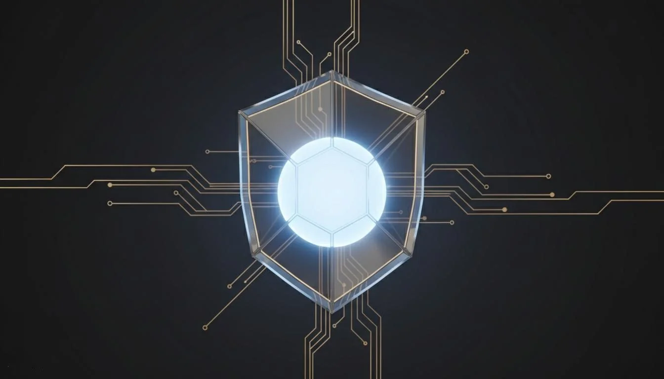 Abstract digital privacy and security concept with glass shield